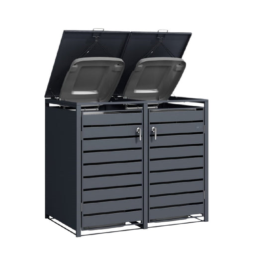 屋外用ゴミ箱収納　庭やバルコニーでの使用に適した金属製　100 x 50 x 100